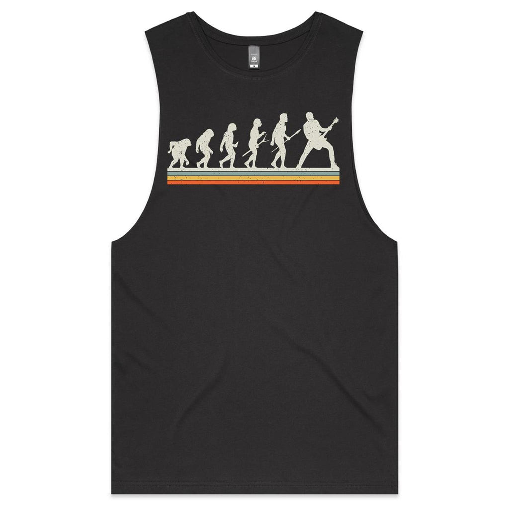 Guitarist Evolution - Mens Tank Top Tee Coal Drop Arm Tank Top Music Printed In Australia