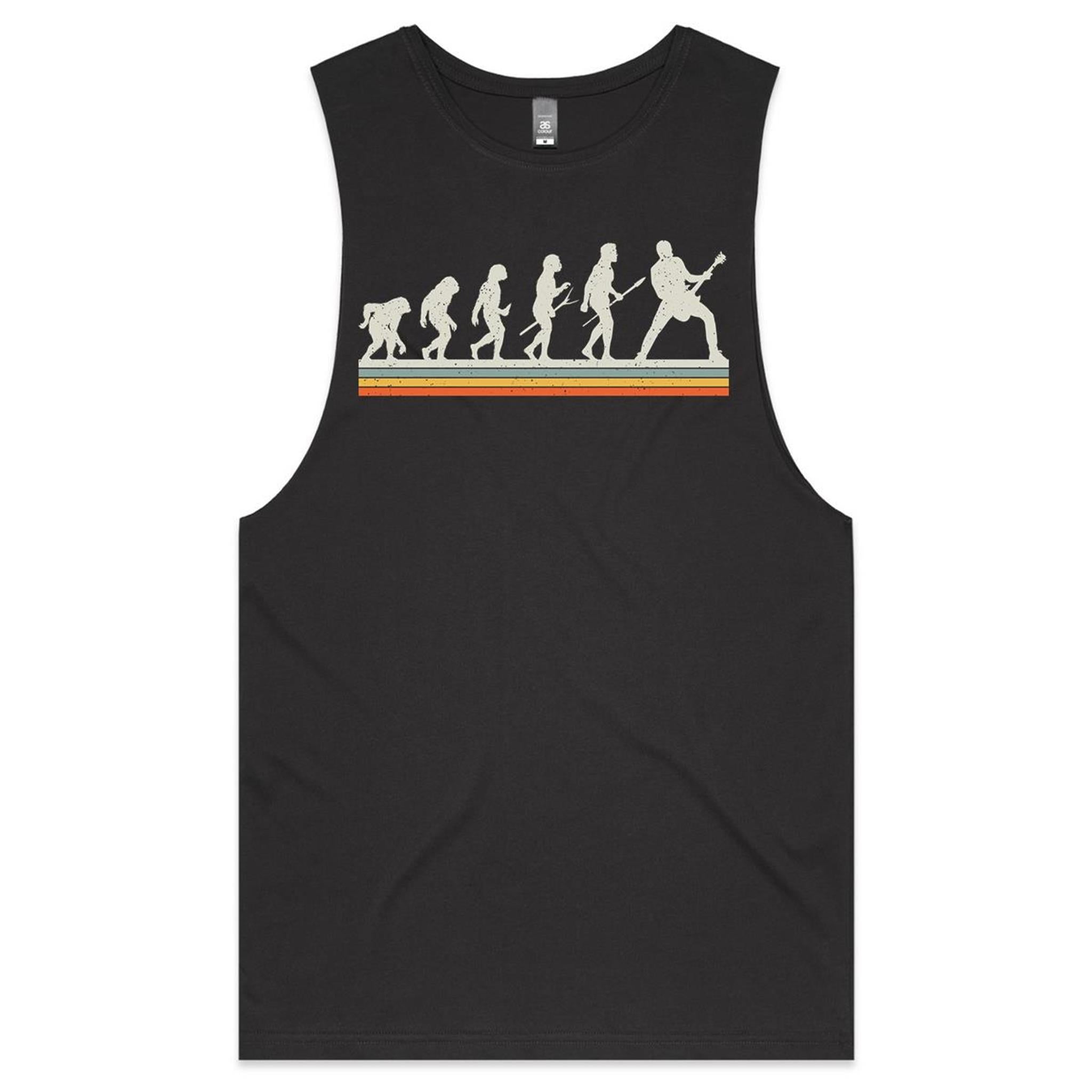 Guitarist Evolution - Mens Tank Top Tee Coal Drop Arm Tank Top Music Printed In Australia