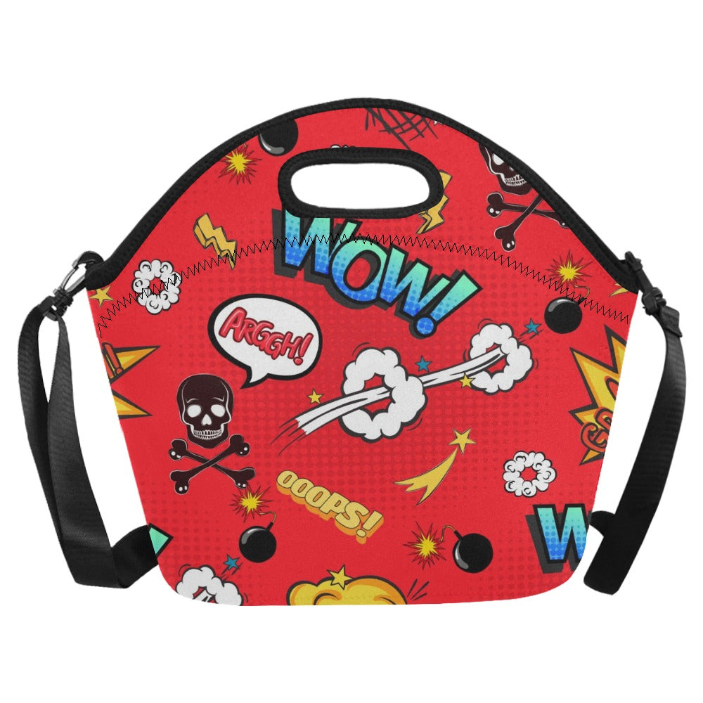 Comic Book Red - Neoprene Lunch Bag Neoprene Lunch Bag Printed Offshore
