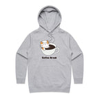 Cat Coffee Break - Womens Hoodie Grey Marle Womens Hoodie animal Coffee Printed In Australia