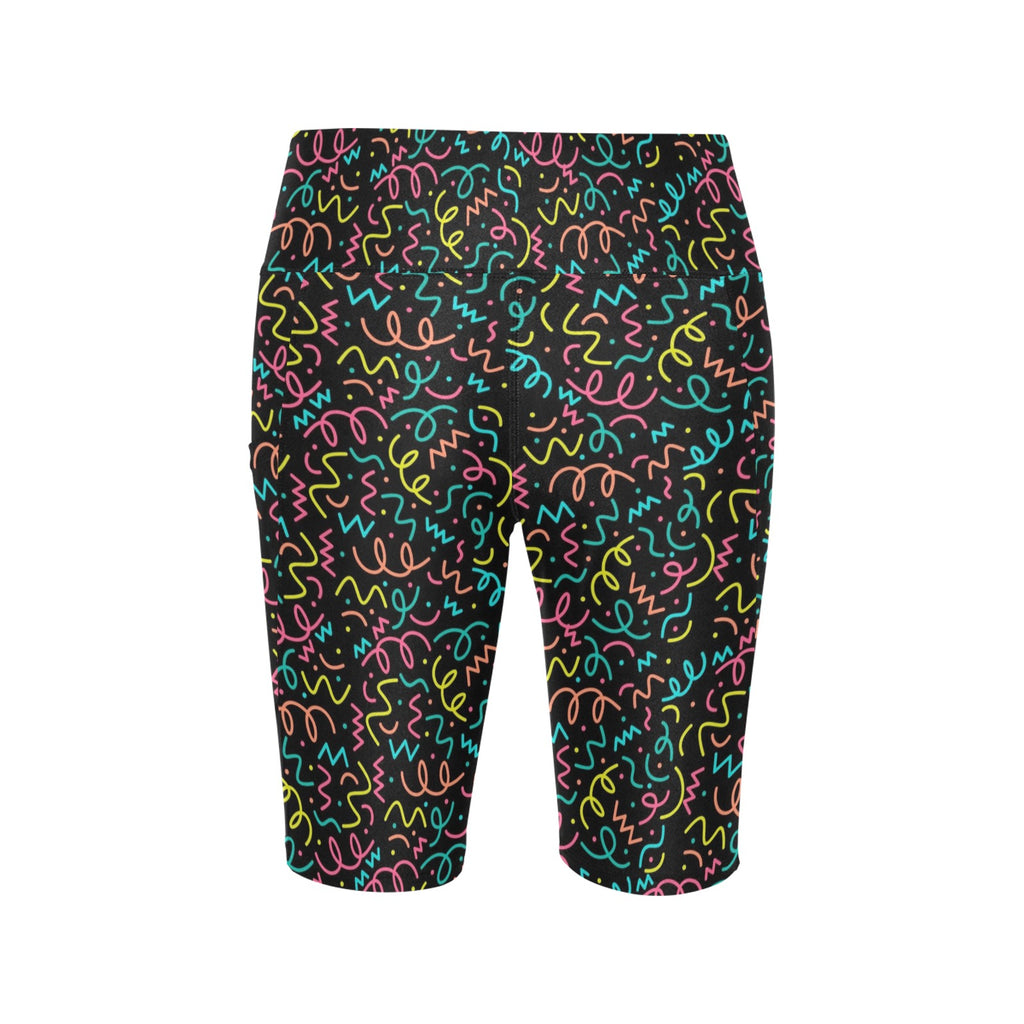 Squiggle Time Women's Bike Shorts With Side Pockets Women's Bike Shorts Printed Offshore