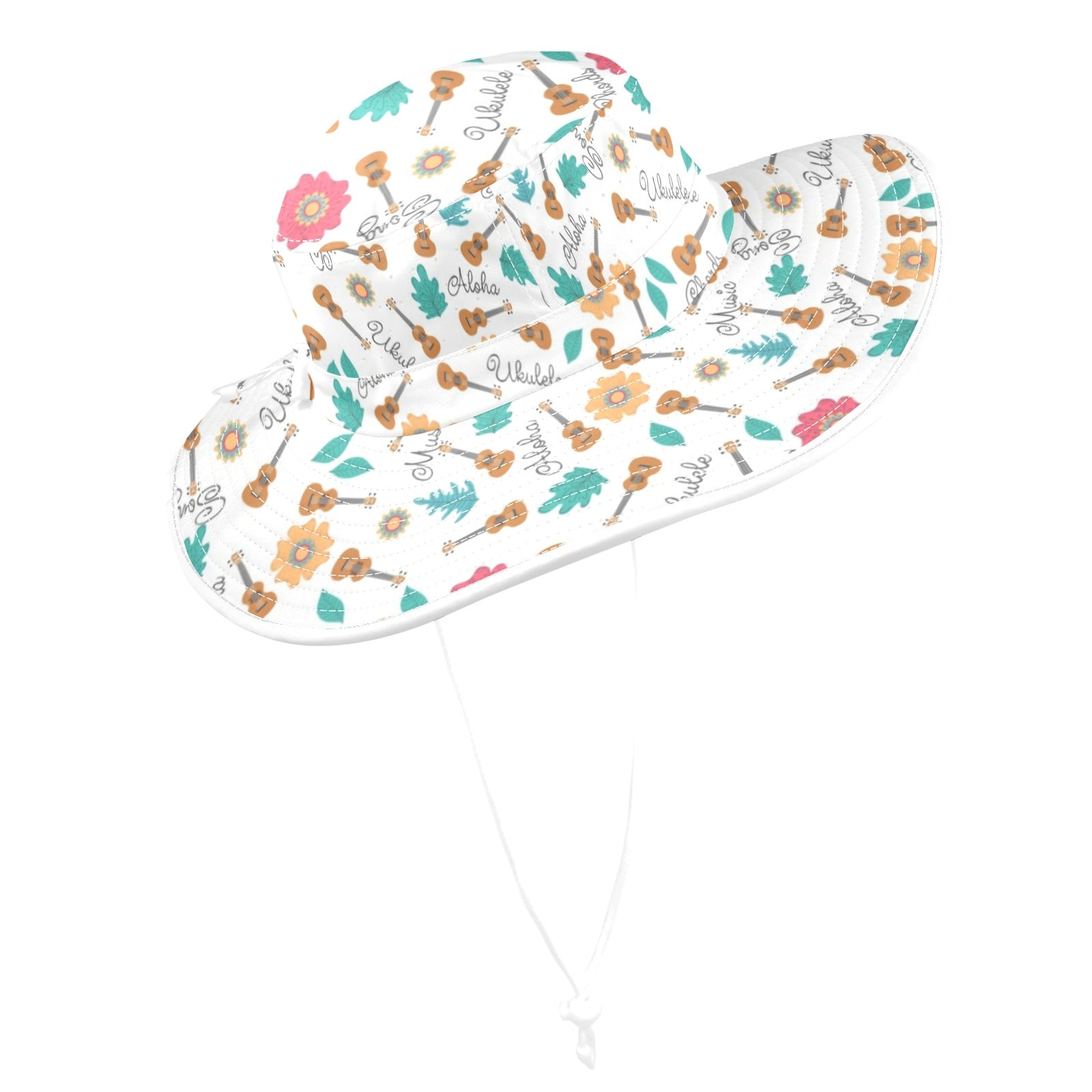 Ukulele Wide Brim Bucket Hat Wide Brim Bucket Hat Music Printed Offshore