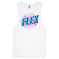 Flex - Tank Top Tee White Drop Arm Tank Top Fitness Printed In Australia