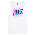 Flex - Tank Top Tee White Drop Arm Tank Top Fitness Printed In Australia