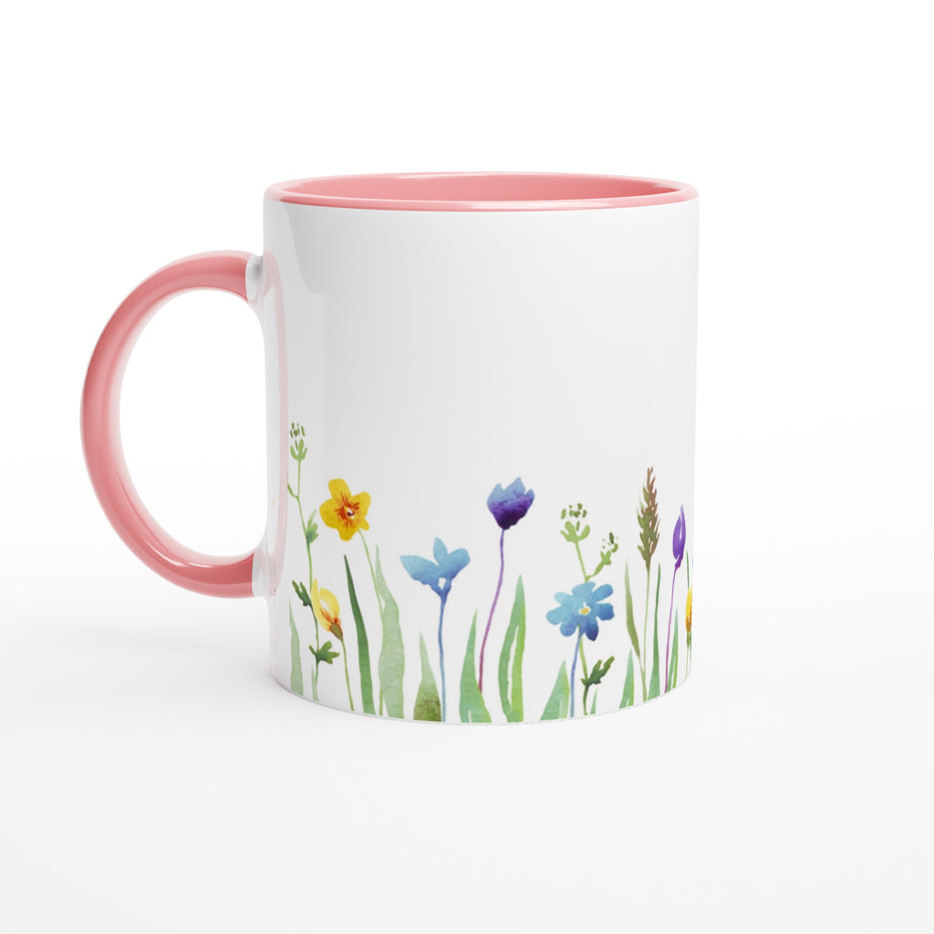 Spring Flowers - White 11oz Ceramic Mug with Colour Inside Ceramic Pink Colour 11oz Mug Globally Fulfilled Plants