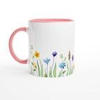 Spring Flowers - White 11oz Ceramic Mug with Colour Inside Ceramic Pink Colour 11oz Mug Globally Fulfilled Plants