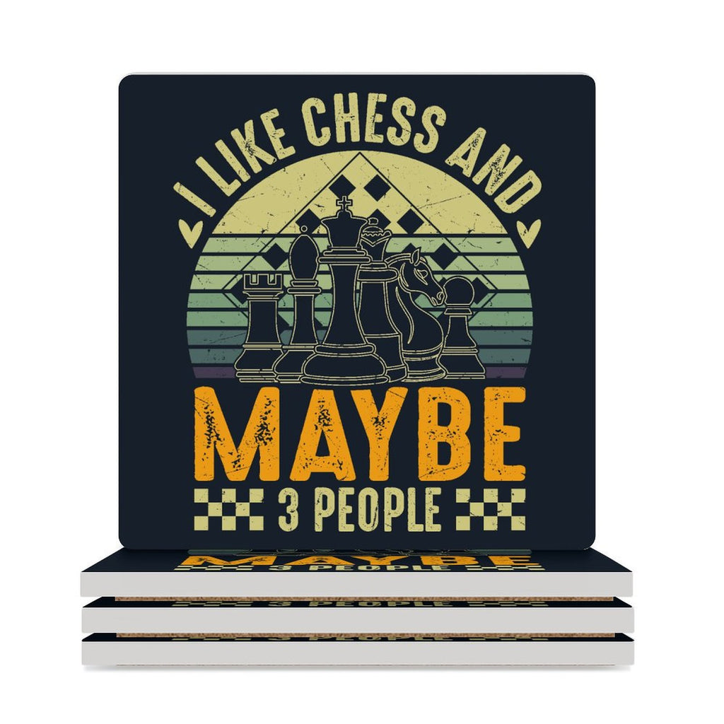 I Like Chess And Maybe Three People - Ceramic Coasters (Square) white Ceramic Coasters Chess Games Printed Offshore