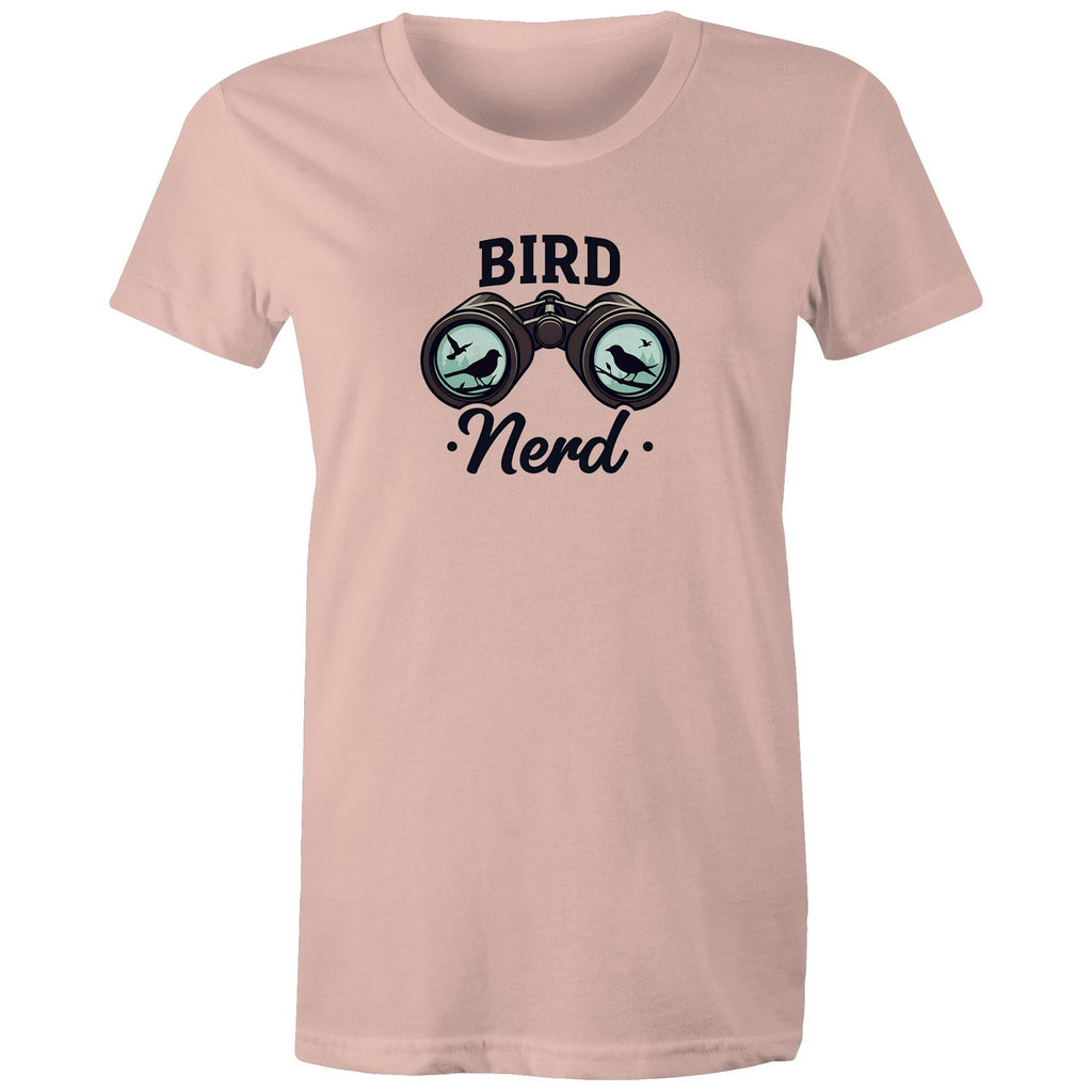 Bird Nerd - Womens T-shirt Pale Pink Womens T-shirt animal Printed In Australia