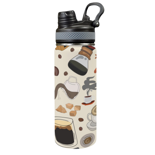 All The Coffee - Insulated Water Bottle with Dual-Use Lid (18oz) One Size Insulated Water Bottle with Dual-Use Lid (18oz) Coffee Printed Offshore