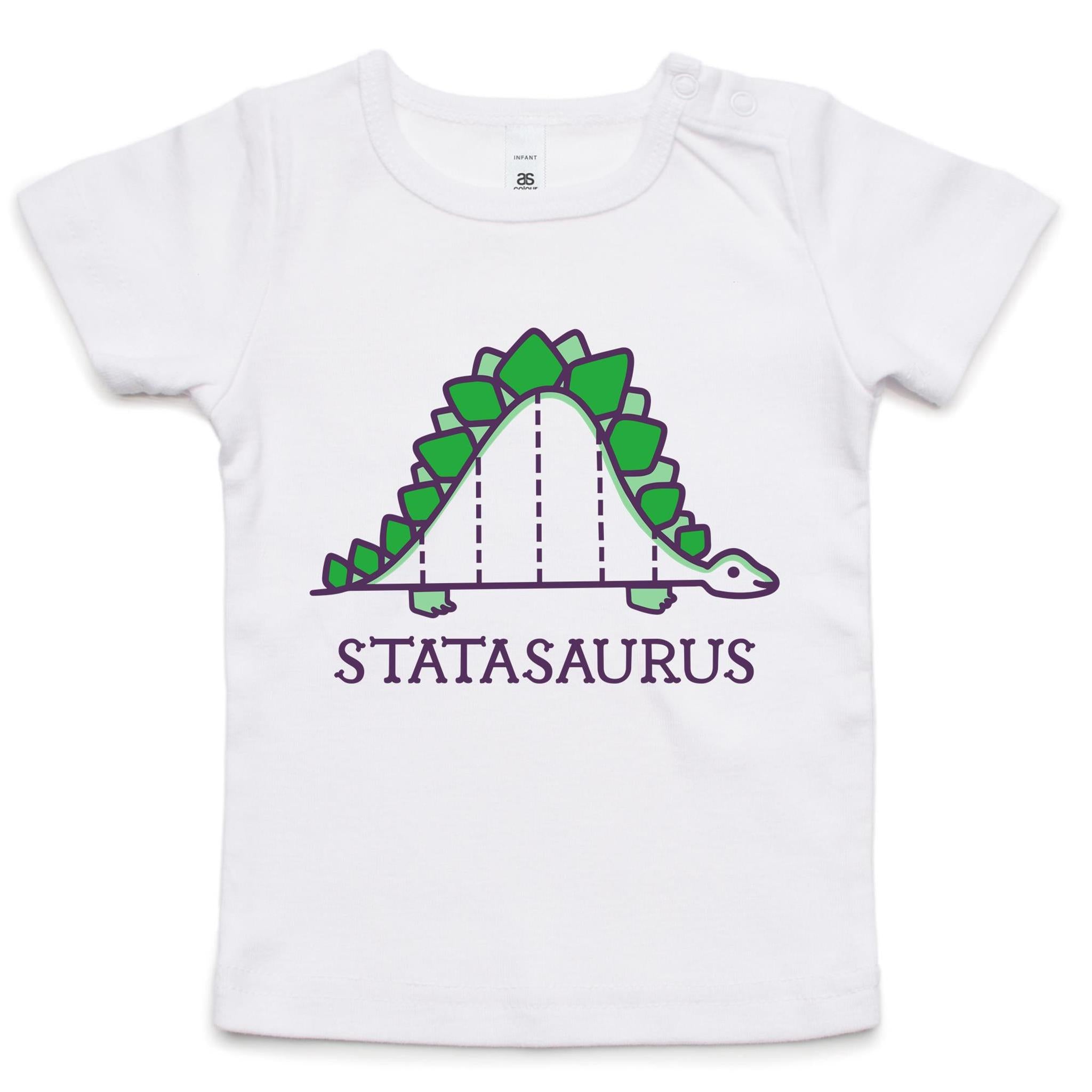 Statasaurus - Baby T-shirt White Baby T-shirt animal Maths Printed In Australia