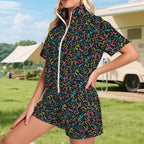 Squiggle Time Women's Windbreaker Short Set Women's Windbreaker Short Set Printed Offshore