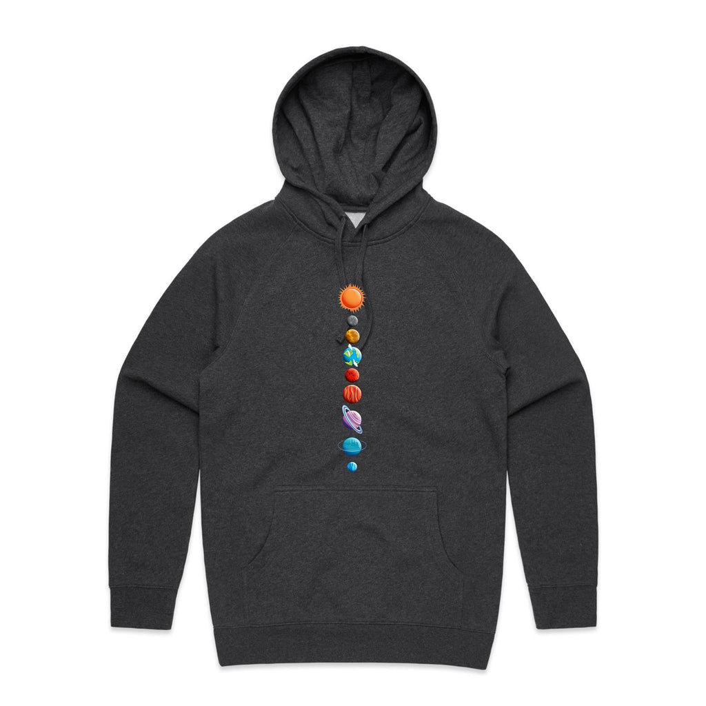 Our Solar System - Mens Hoodie Asphalt Marle Mens Hoodie Printed In Australia Space