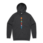 Our Solar System - Mens Hoodie Asphalt Marle Mens Hoodie Printed In Australia Space