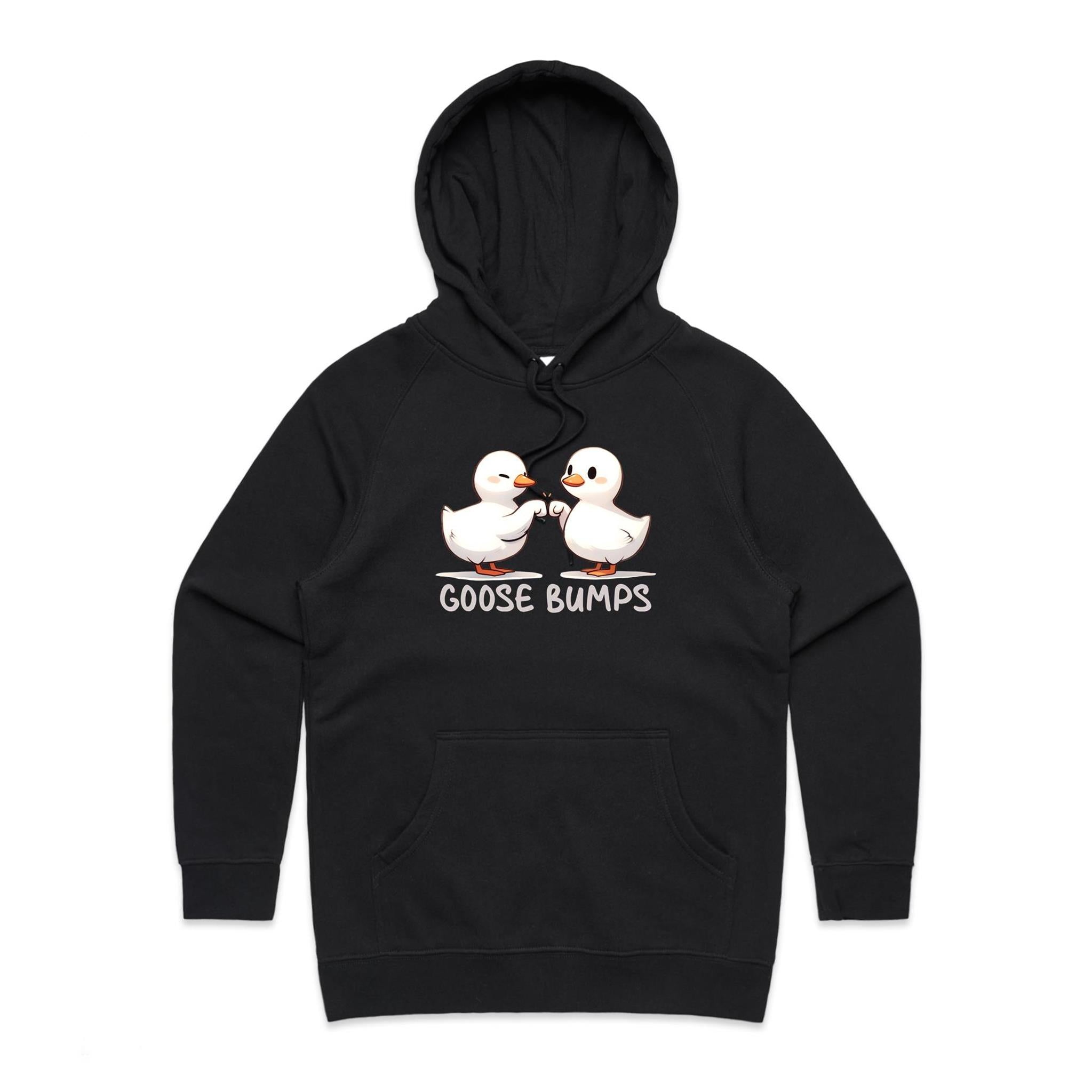 Goose Bumps - Womens Hoodie Black Womens Hoodie animal Printed In Australia