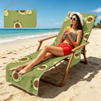 Avocado Characters Beach Chair Towel Cover with Side Pockets