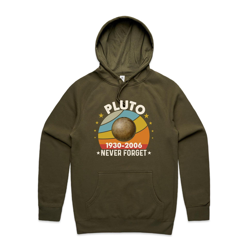 Never Forget Pluto - Mens Hoodie Army Mens Hoodie Printed In Australia Space