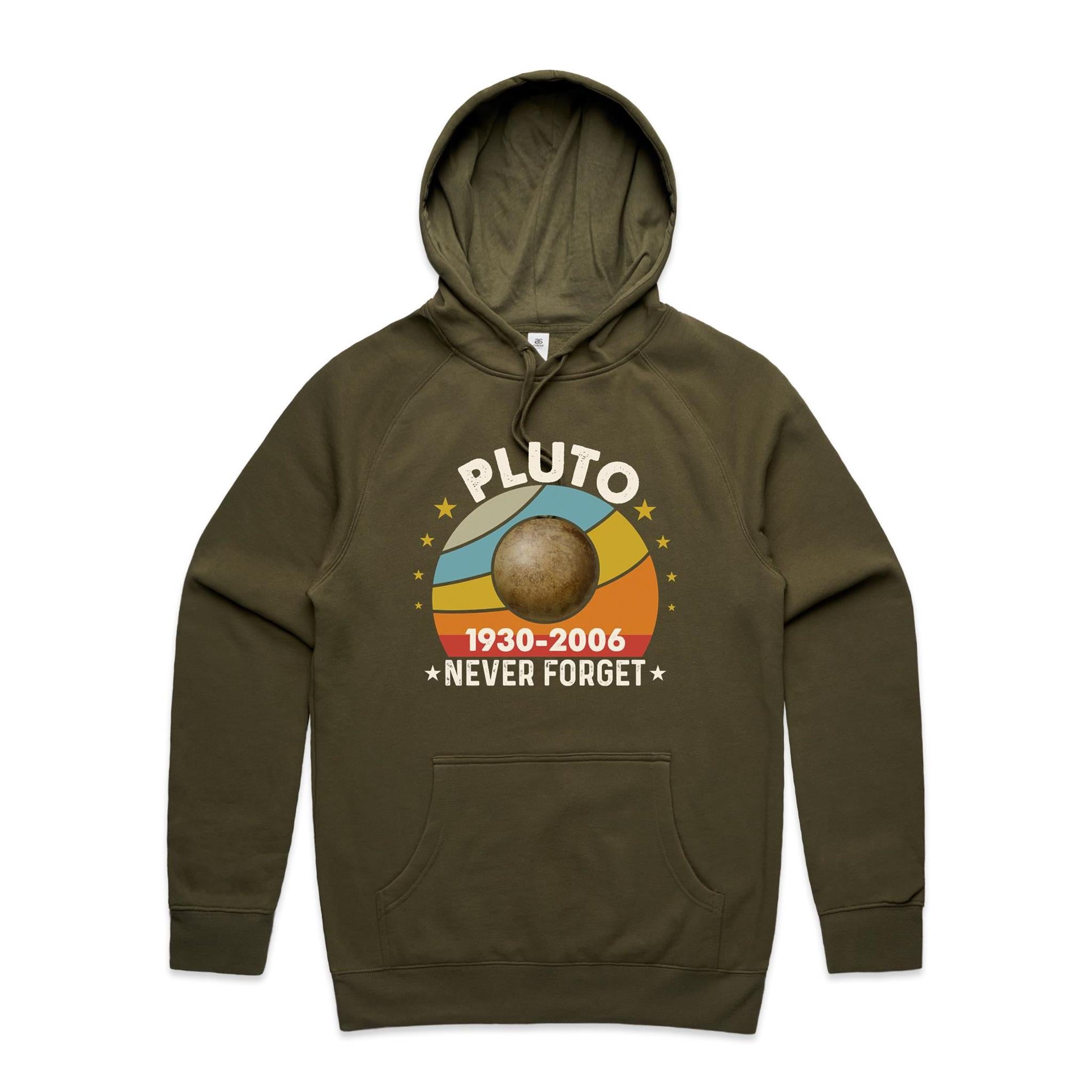 Never Forget Pluto - Mens Hoodie Army Mens Hoodie Printed In Australia Space