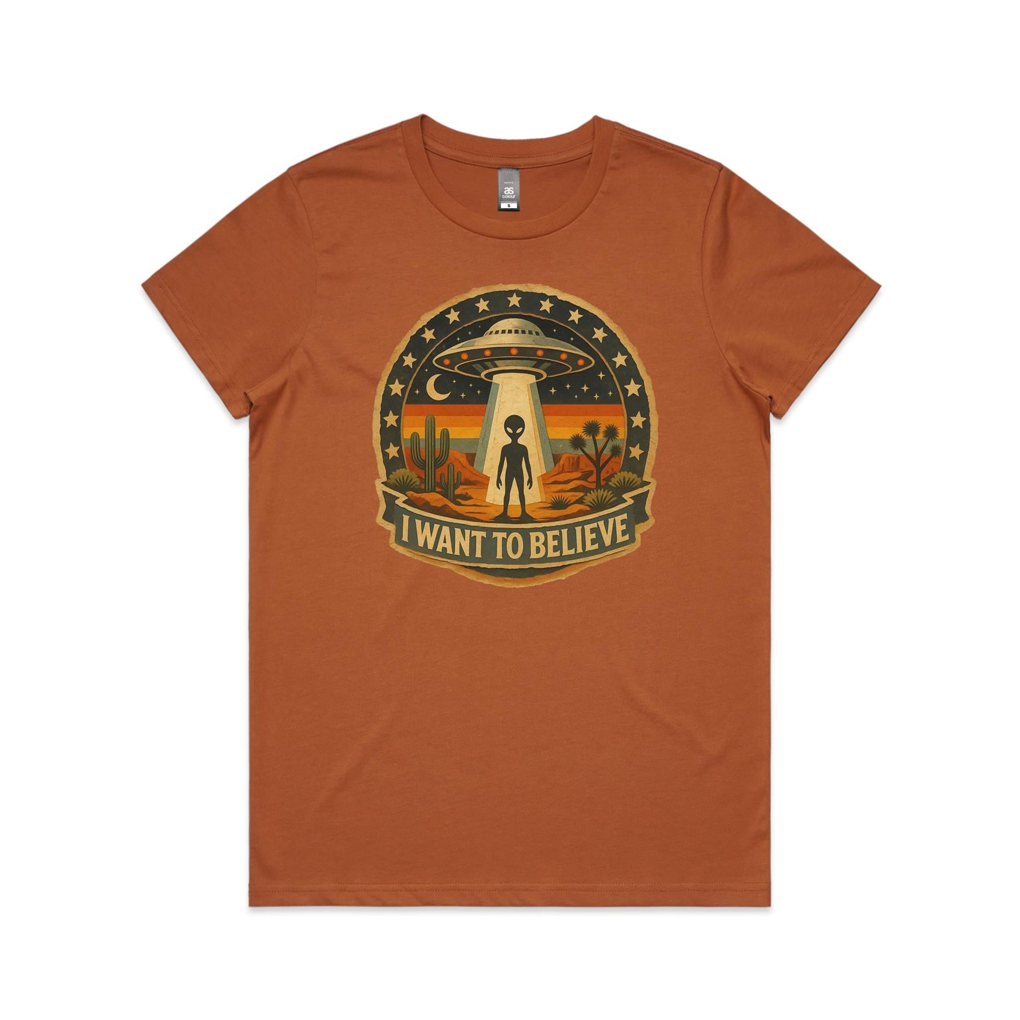 I Want To Believe Vintage UFO Women's AS Colour T-shirt