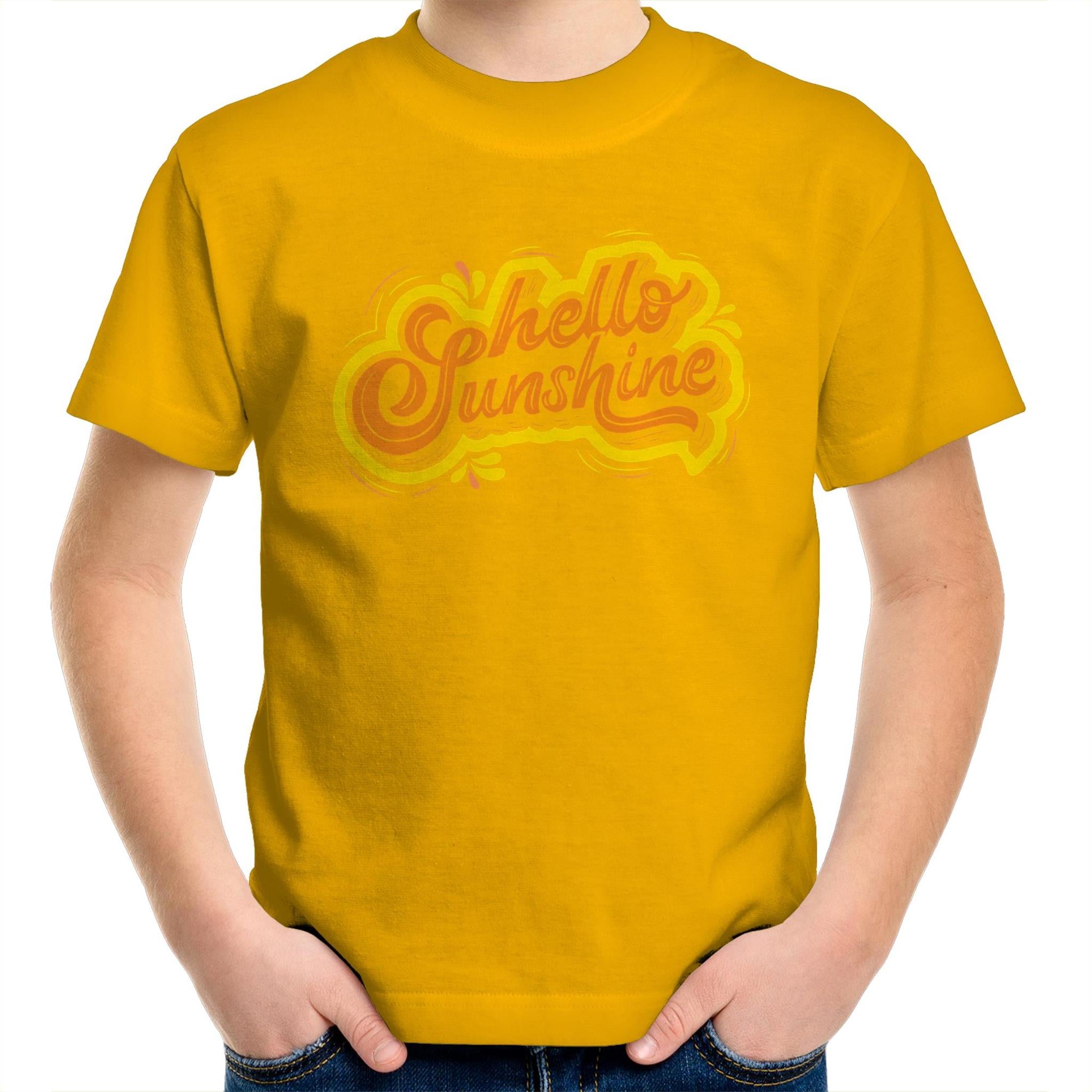 Hello Sunshine - Kids Youth T-Shirt Gold Kids Youth T-shirt Printed In Australia Summer