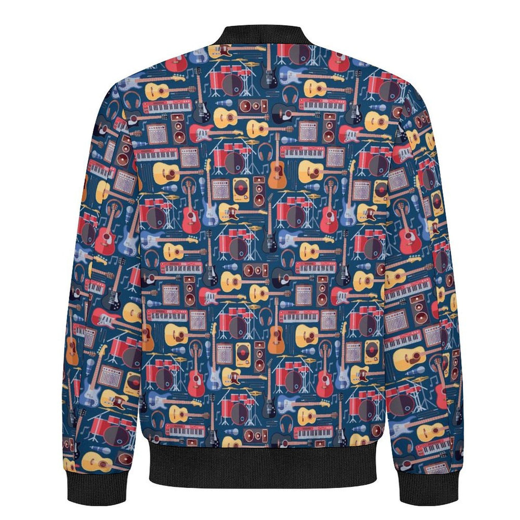 Music Instruments Men's Casual Zip‑Up Bomber Jacket