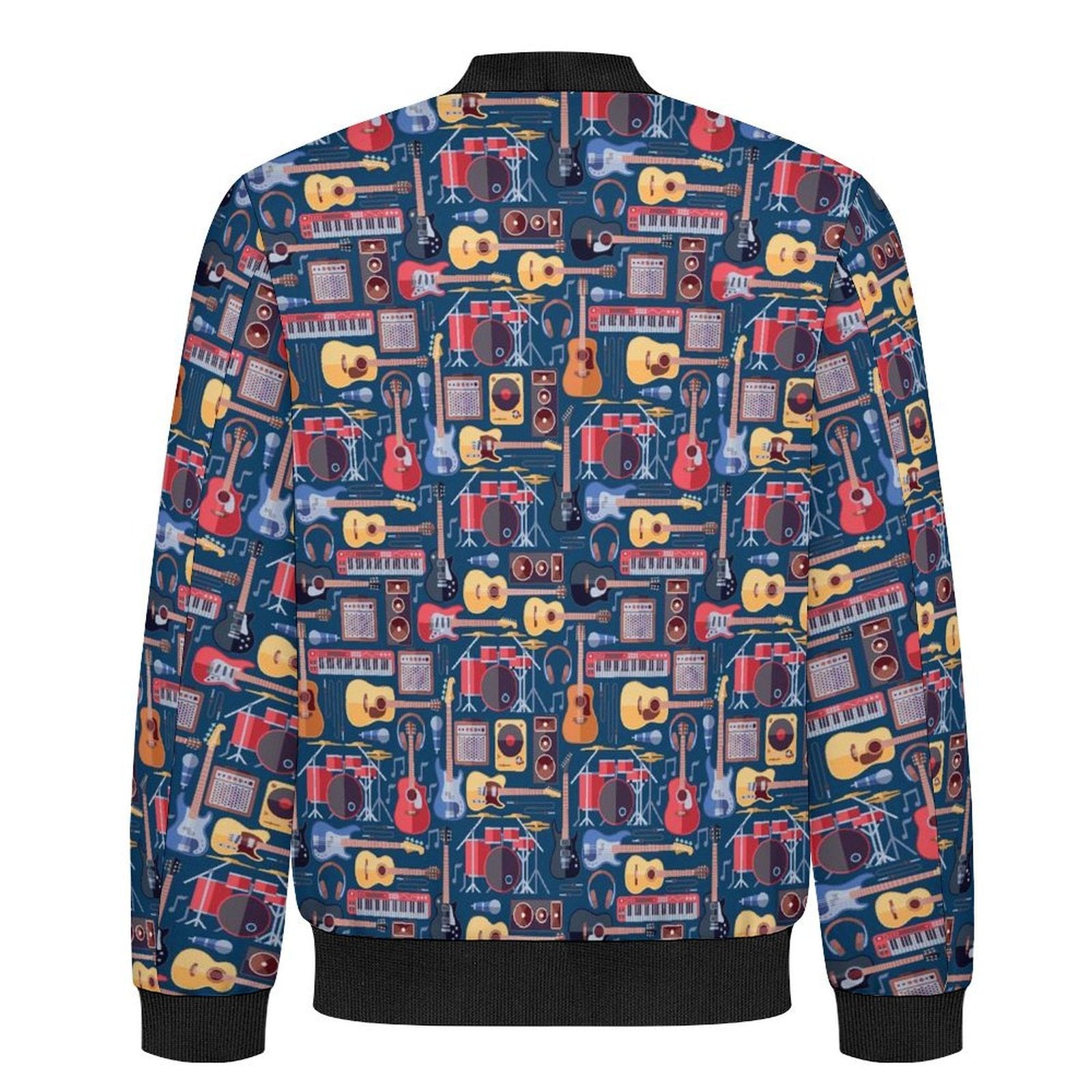 Music Instruments Men's Casual Zip‑Up Bomber Jacket