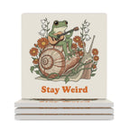 Stay Weird, Frog With Guitar Ceramic Coasters white Ceramic Coasters animal Music Printed Offshore