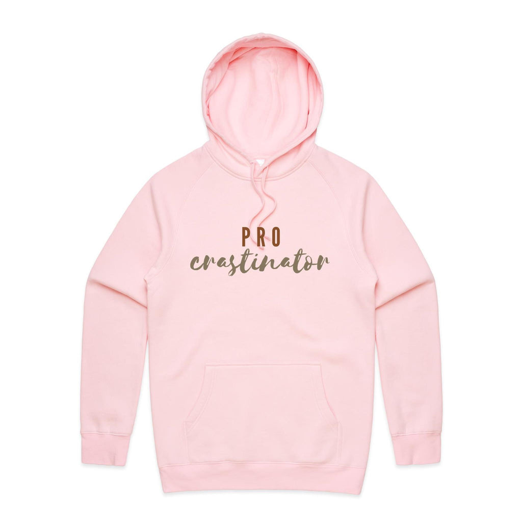 Procrastinator - Mens Hoodie Pink Mens Hoodie Printed In Australia