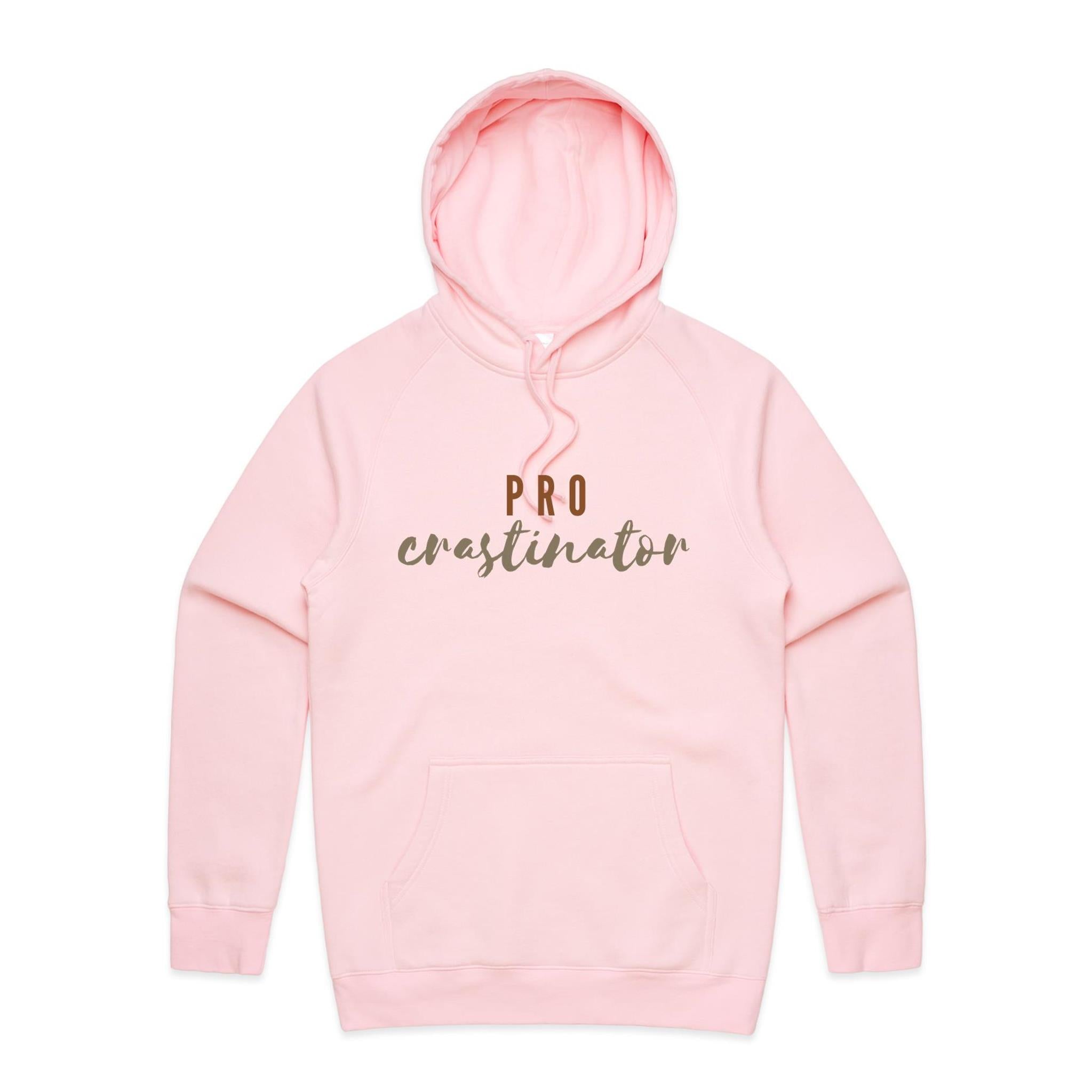 Procrastinator - Mens Hoodie Pink Mens Hoodie Printed In Australia