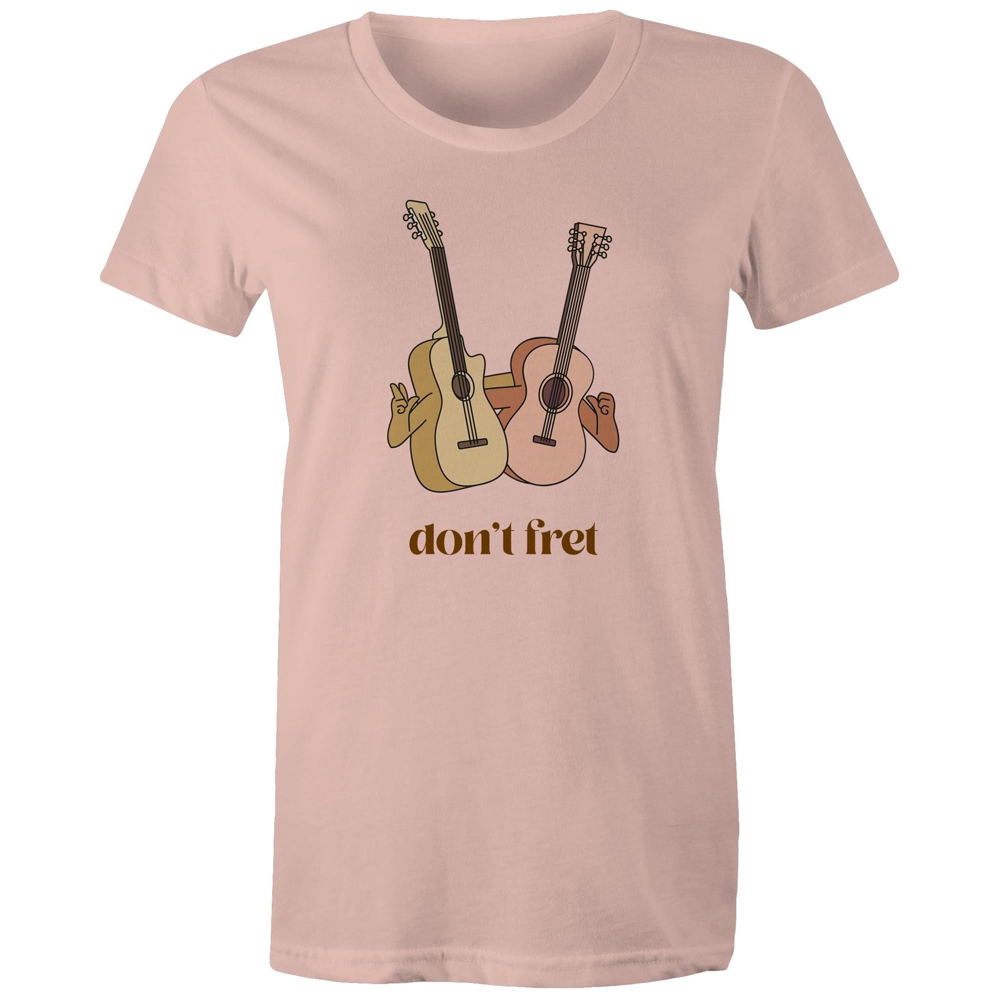 Don't Fret, Guitars - Womens T-shirt Pale Pink Womens T-shirt Music Printed In Australia