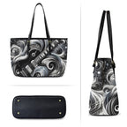 Guitar Black Swirl PU Leather Tote Bag Large Leather Tote Bag-Large Music Printed Offshore