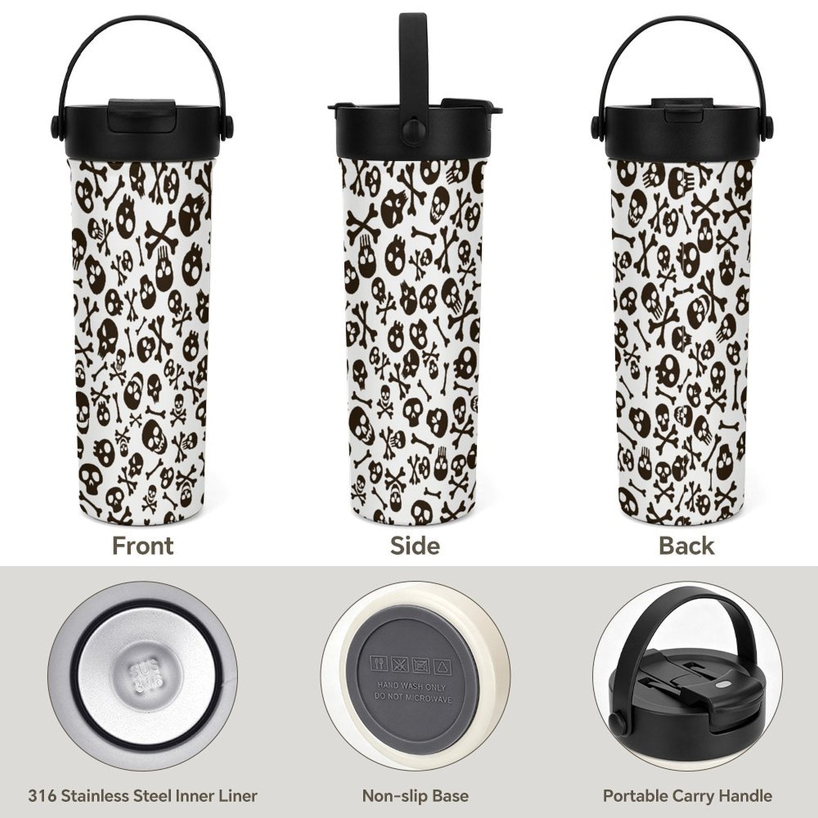 Skull And Crossbones 20oz Tea Tumbler with Carry Handle