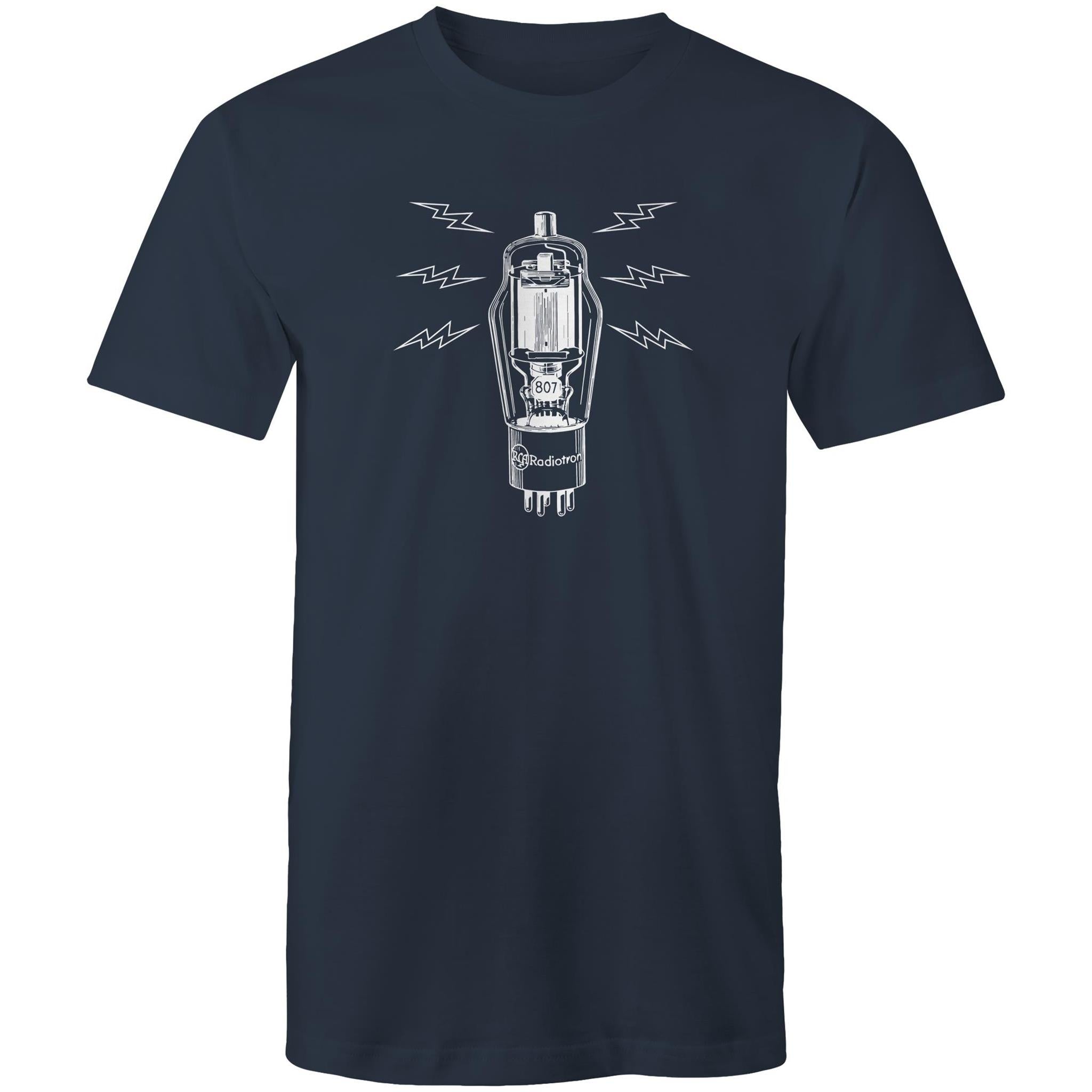 Amplifier Tube Valve - Mens T-Shirt Navy Mens T-shirt Music Printed In Australia