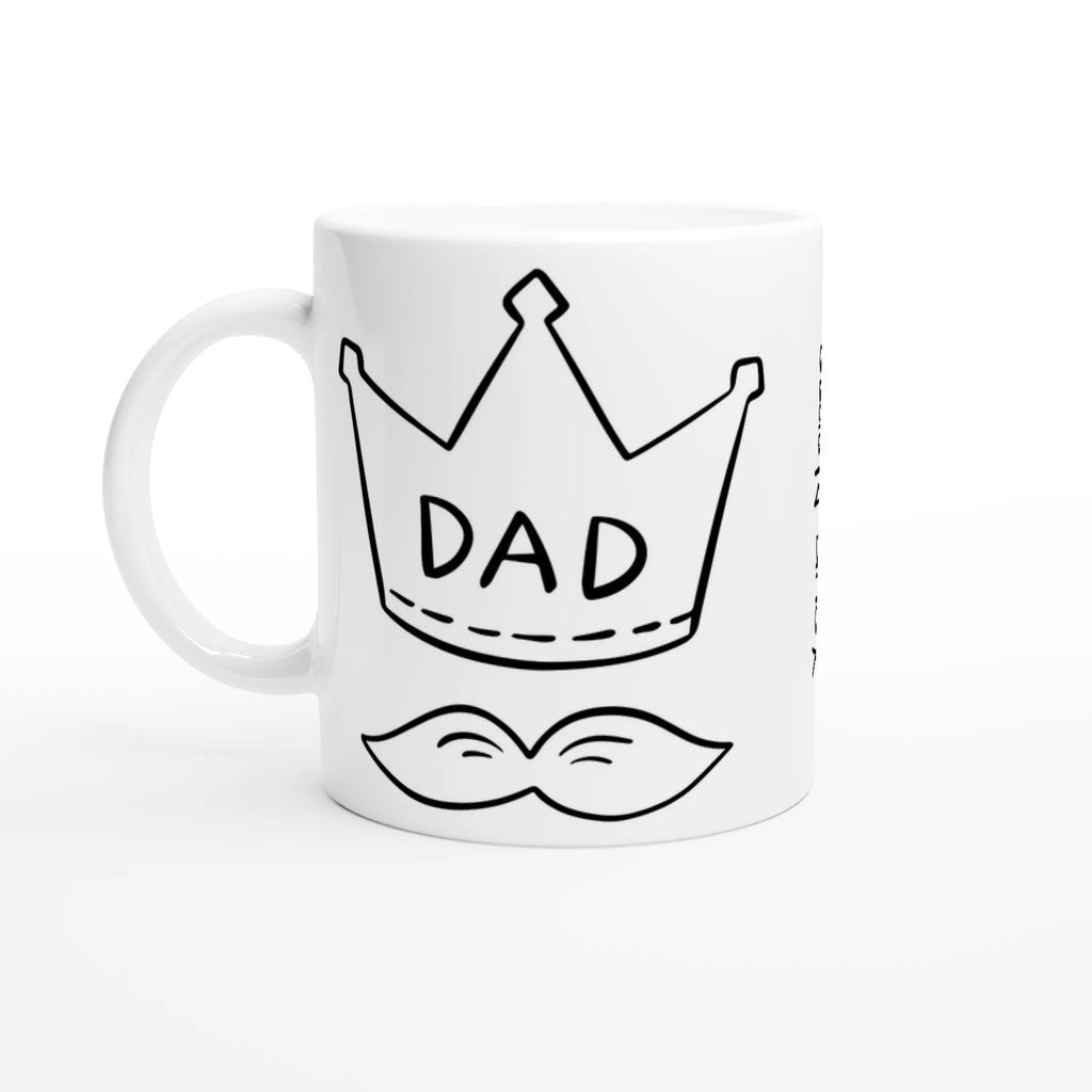 Personalised - Dad Crown And Moustache - White 11oz Ceramic Mug with Color Inside Ceramic White Personalised Mug Customise Dad Globally Fulfilled Personalise