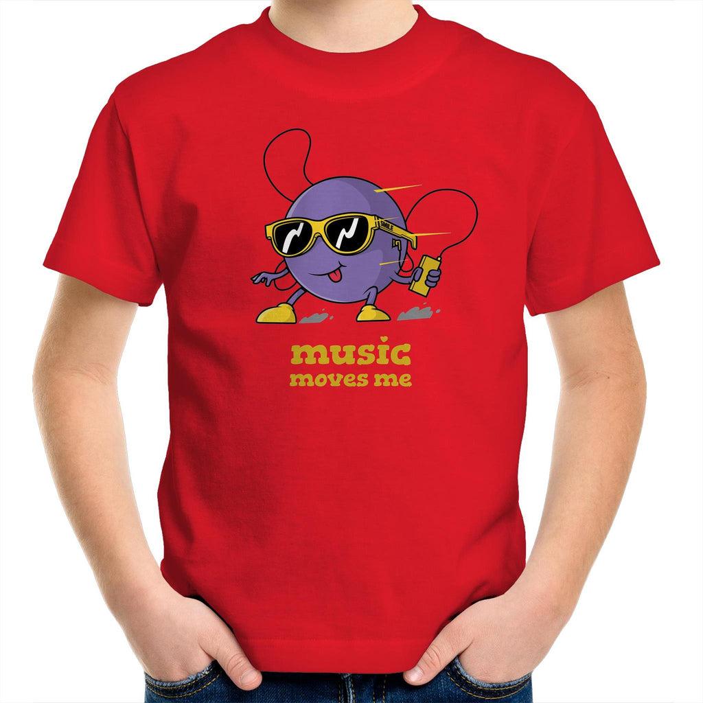 Music Moves Me - Kids Youth T-Shirt Red Kids Youth T-shirt Music Printed In Australia