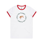Love The Planet, Turtle - Women's Ringer Tee White Red
