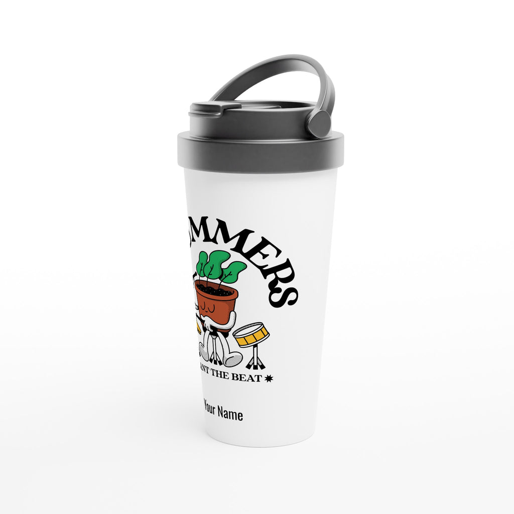 Personalised - Drummers - White 15oz Stainless Steel Travel Mug Personalised Travel Mug Globally Fulfilled retro