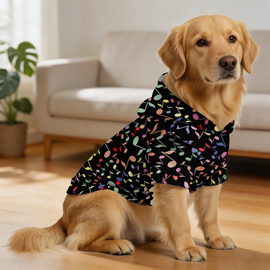 Quavers Colourful Music Notes Pet Hoodie (Large Size)