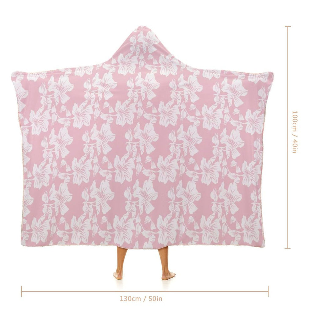 Pink Hawaiian Floral Kids Hooded Blanket 100cm x 130cm Kids Hooded Blanket Plants Printed Offshore