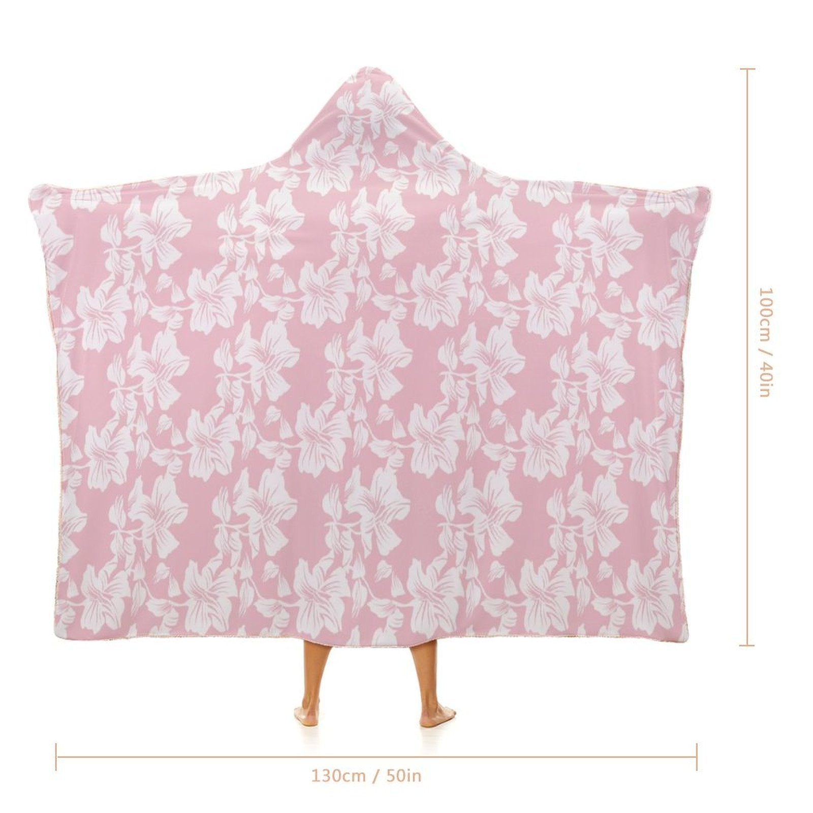 Pink Hawaiian Floral Kids Hooded Blanket 100cm x 130cm Kids Hooded Blanket Plants Printed Offshore