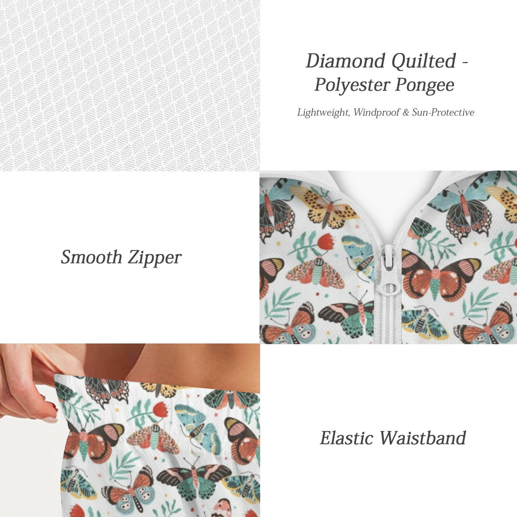 Pretty Moths And Butterflies Women's Windbreaker Short Set Women's Windbreaker Short Set animal Printed Offshore