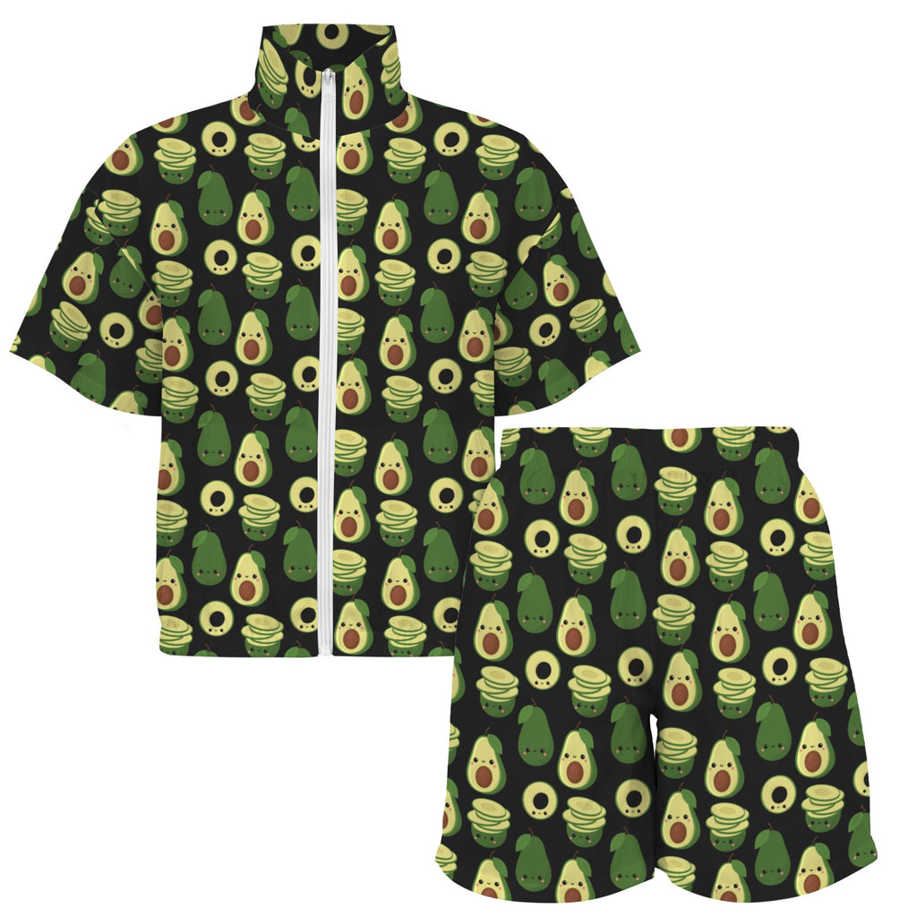 Cute Avocados Women's Windbreaker Short Set Women's Windbreaker Short Set Food Printed Offshore