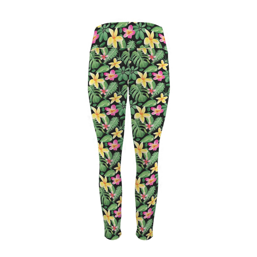 Frangipani - Women's High Waist Pockets Yoga Leggings