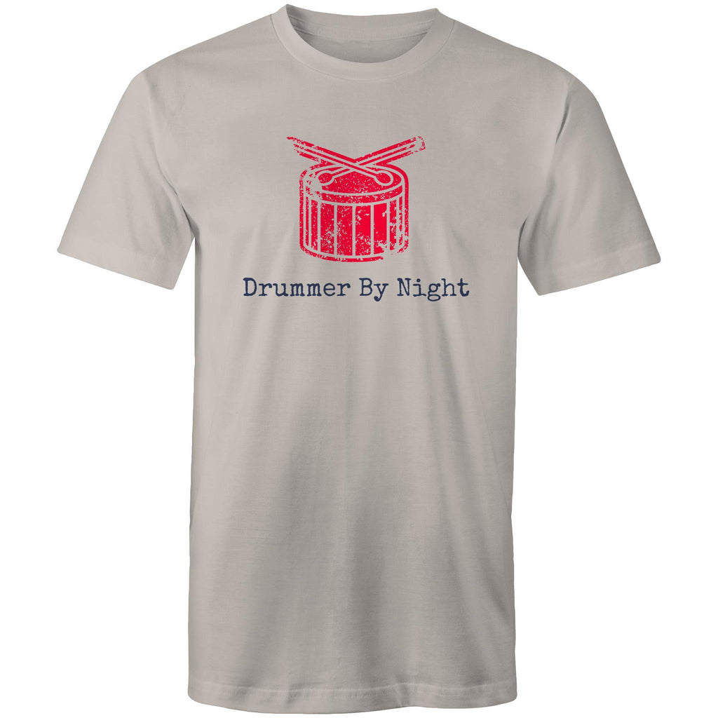 Drummer By Night - Mens T-Shirt Light Grey Mens T-shirt Music Printed In Australia