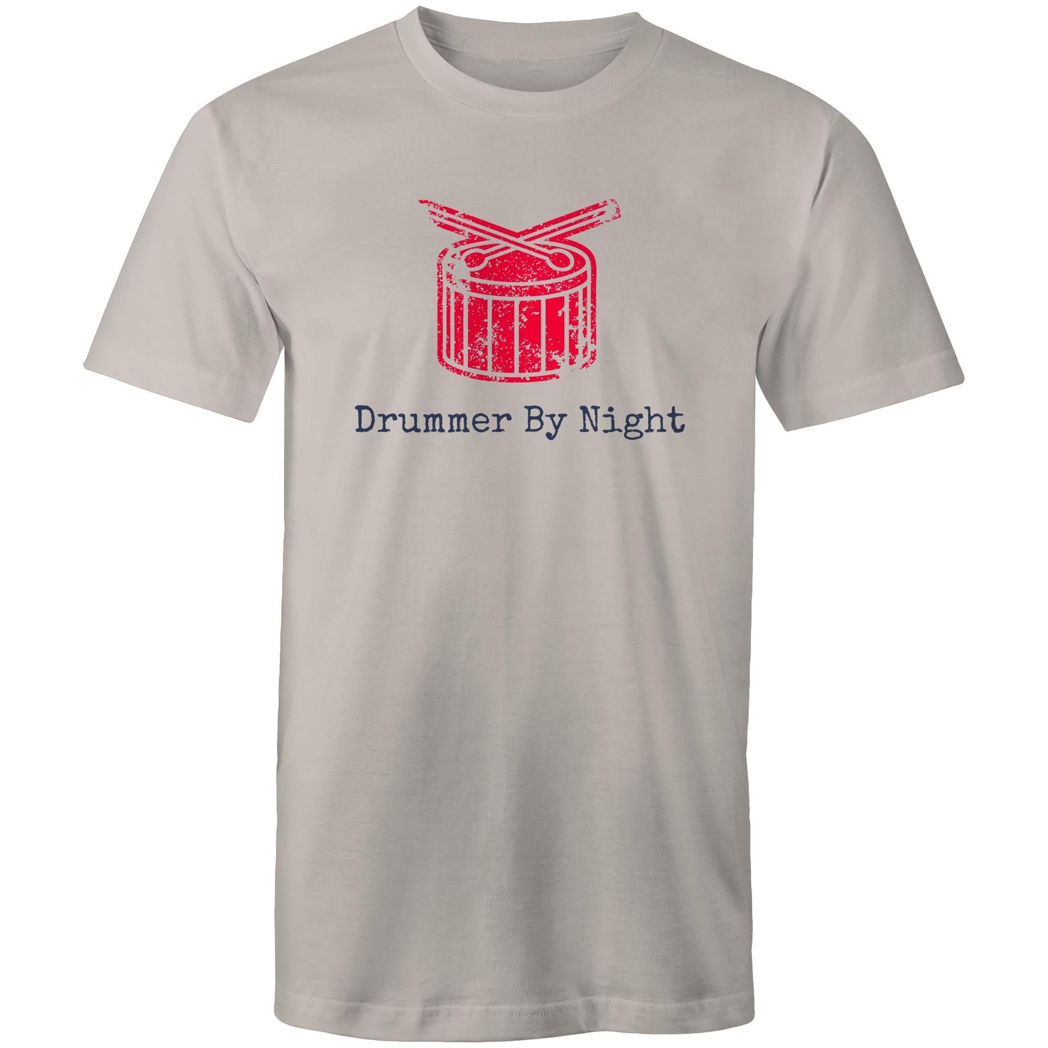 Drummer By Night - Mens T-Shirt Light Grey Mens T-shirt Music Printed In Australia