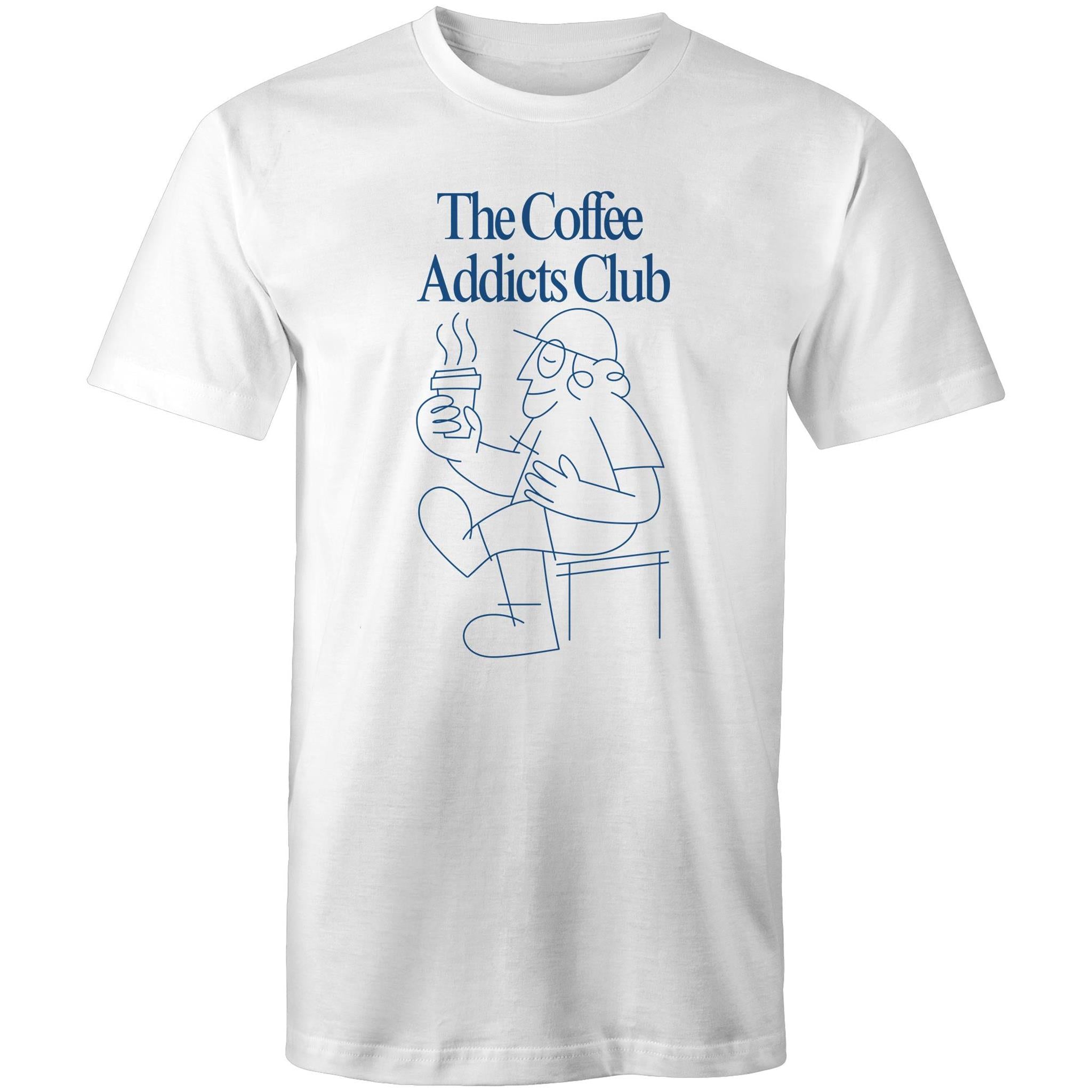 The Coffee Addicts Club - Mens T-Shirt White Mens T-shirt Coffee Printed In Australia