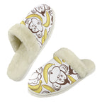 Funny Monkeys Men's Fur Trim Thick-Sole Indoor Slippers 2XL Men's Fur Trimmed Slippers animal Printed Offshore
