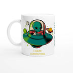 Personalise - Alien Commute, UFO - White 11oz Ceramic Mug Ceramic White Personalised Mug customise Globally Fulfilled personalise Sci Fi