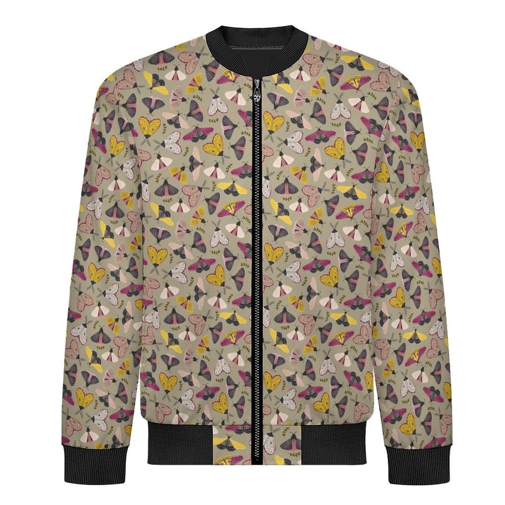 Pretty Moths Men's Casual Zip‑Up Bomber Jacket