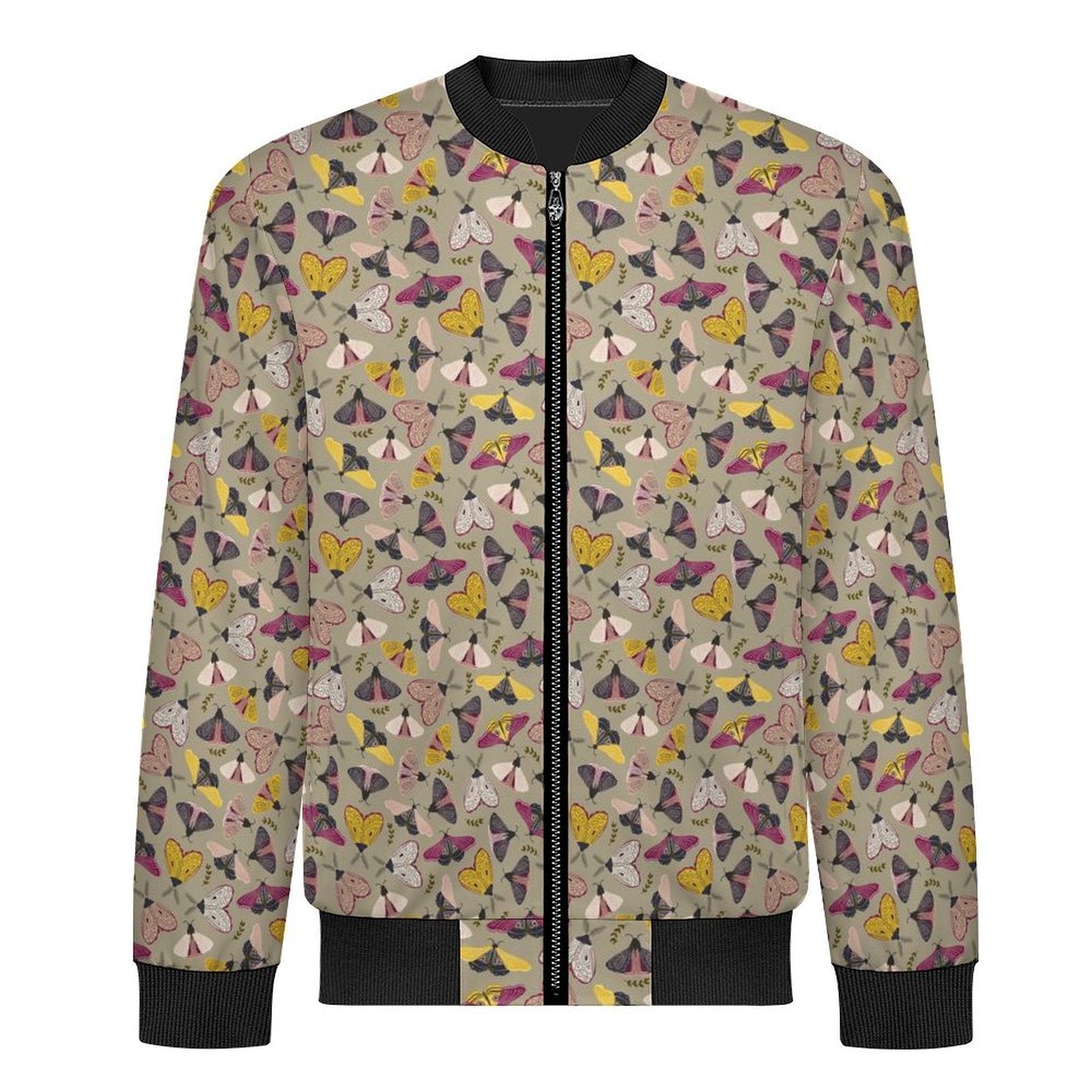 Pretty Moths Men's Casual Zip‑Up Bomber Jacket