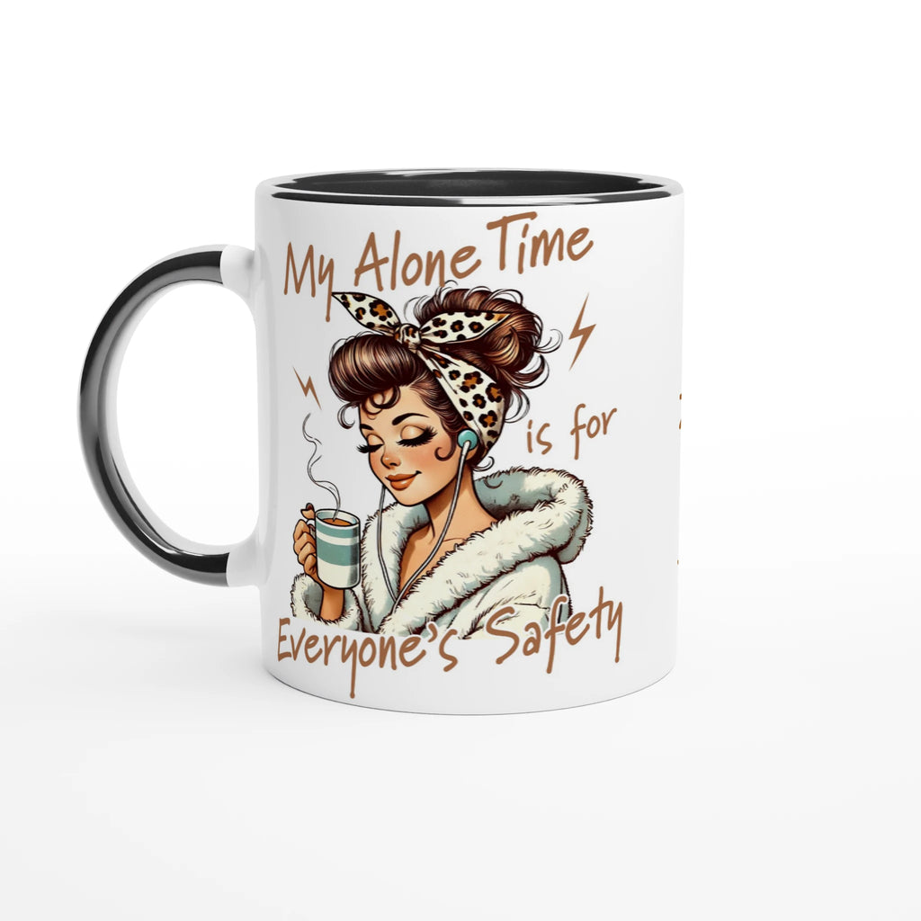 Personalised My Alone Time Is For Everyone's Safety 11oz Ceramic Mug Ceramic Black Personalised 11oz Mug Globally Fulfilled